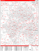 Fort Worth  Wall Map Red Line Style